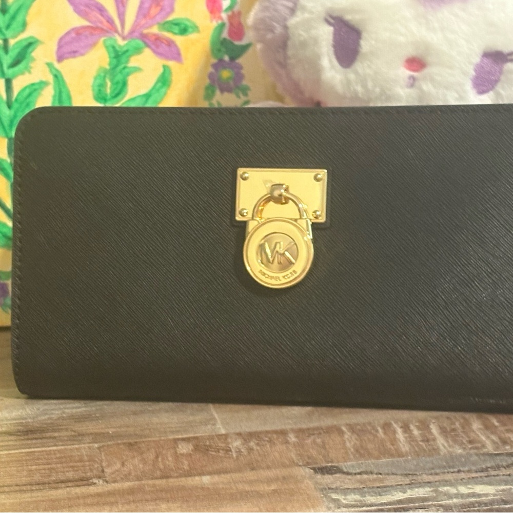 Michael Kors Black Wallet with Gold Logo